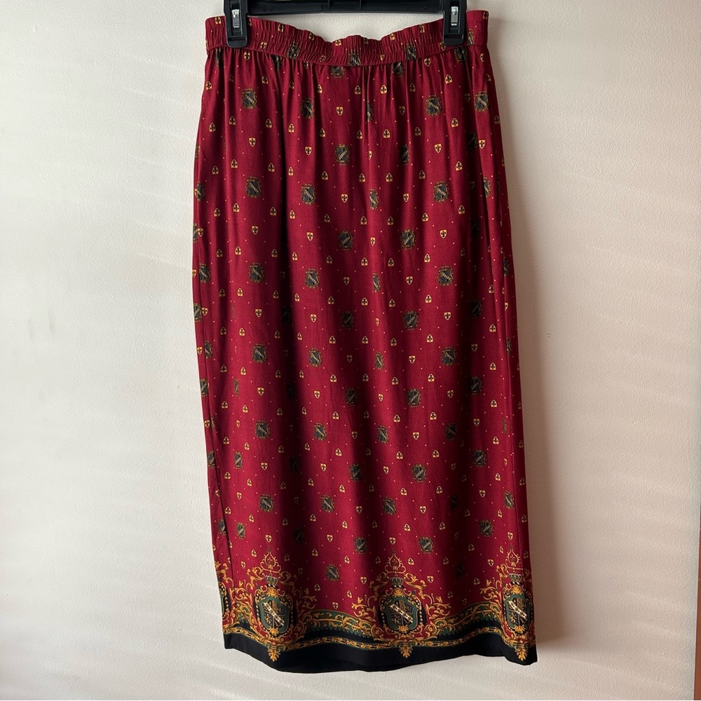 Pendleton Classic Vintage Signature Crest Crown Wrap Maxi Skirt Red Gold 12 - Picture 7 of 14